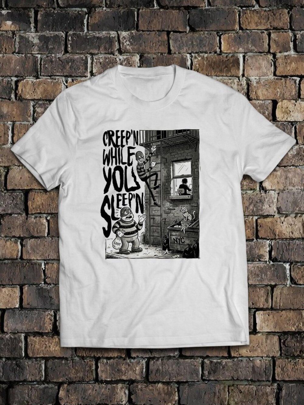 Funny Vintage Style Cartoon Robbers Tee